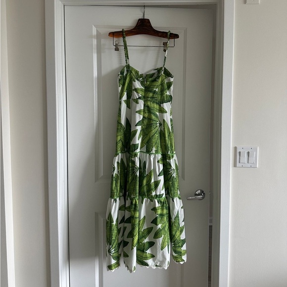 Farm Rio Off-White Palm Fan Midi Dress - Picture 9 of 10